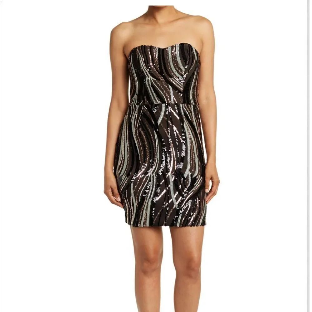 Dress The Population Strapless Sequin Dress NWT